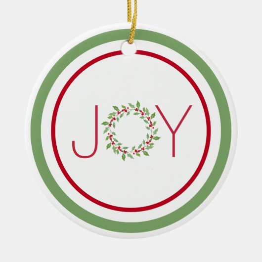 Watercolor Holly Wreath Keramik Ornament (Vorne)