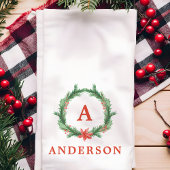 Watercolor Holly Wreath Modern Holiday Weihnachten Geschirrtuch
