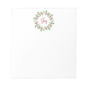 Watercolor Holly Wreath Notizblock