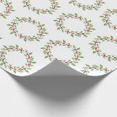 Watercolor Holly Wreath Pattern Geschenkpapier (Ecke)