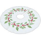 Watercolor Holly Wreath Polyester Weihnachtsbaumdecke (Schrägansicht)