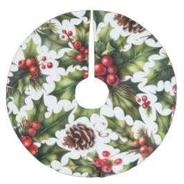 Watercolor Holries Weihnachtsmotifs Weihnachtsfeie Polyester Weihnachtsbaumdecke