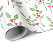 Watercolor Holzofensprigs Muster Wrapping Paper Geschenkpapier (Rolleneckpunkt)