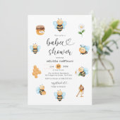 Watercolor Honey Bee Baby Shower Einladung (Stehend Vorderseite)