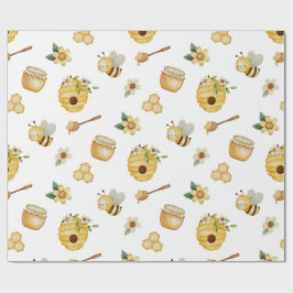 Watercolor Honey Bee Wrapping Paper Geschenkpapier