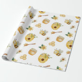 Watercolor Honey Bee Wrapping Paper Geschenkpapier (Ungerollt)