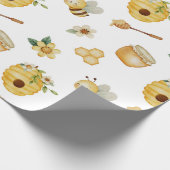 Watercolor Honey Bee Wrapping Paper Geschenkpapier (Ecke)