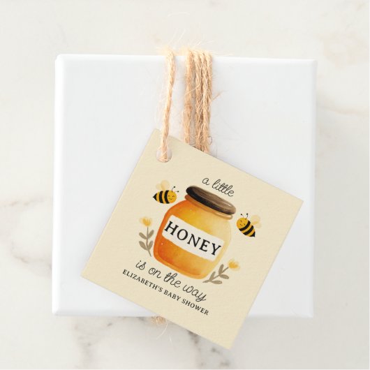 Watercolor Honey & Bees Baby Shower Yellow Geschenkanhänger (Beispiel)