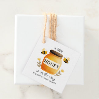 Watercolor Honey & Bees Baby Shower Yellow Geschenkanhänger