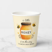 Watercolor Honey & Bees Baby Shower Yellow Pappbecher (Rückseite)
