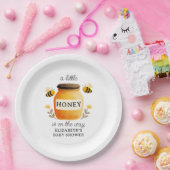 Watercolor Honey & Bees Baby Shower Yellow Pappteller (Party)