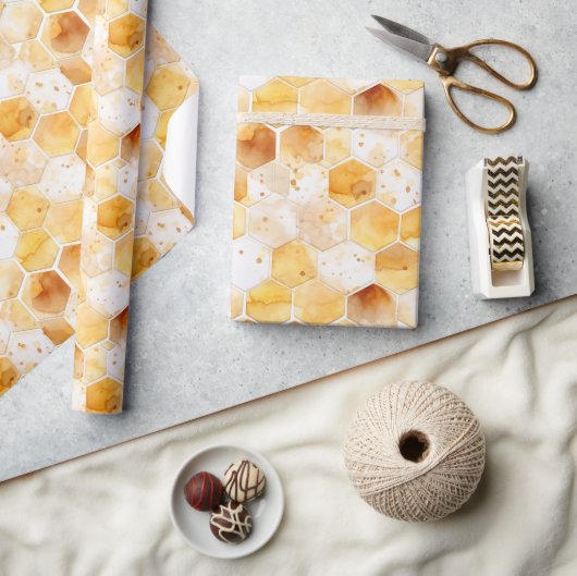 Watercolor Honeycomb Gift Wrap Geschenkpapier (Kunsthandwerk)