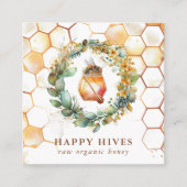 Watercolor Honeycomb & Honey Jar Beekeeper Quadratische Visitenkarte (Vorderseite)