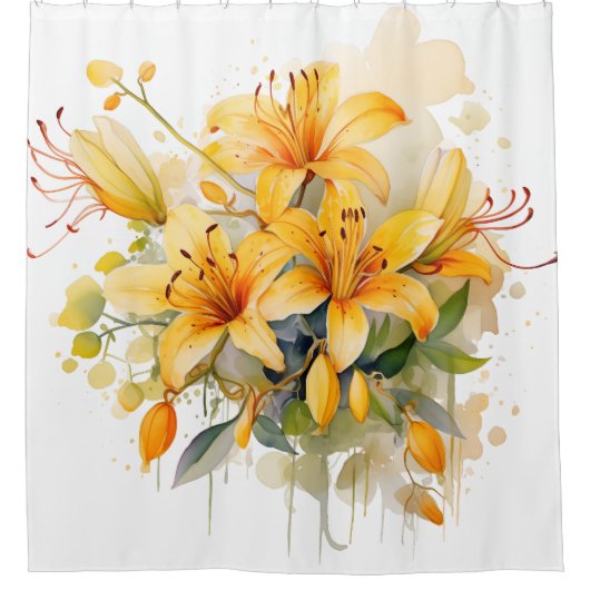 Watercolor Honeysuckle Harmony Duschvorhang (Vorderseite)