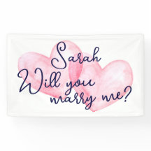 Watercolor Hörer heiraten mich Vorschlag Banner