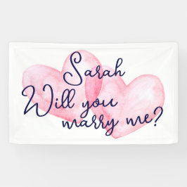 Watercolor Hörer heiraten mich Vorschlag Banner