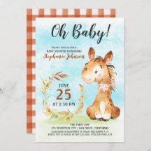 Watercolor Horse Baby Shower Farm Einladung