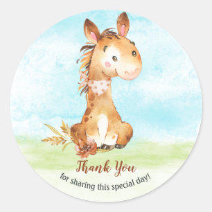 Watercolor Horse Baby Showfarm Vielen Dank Runder Aufkleber