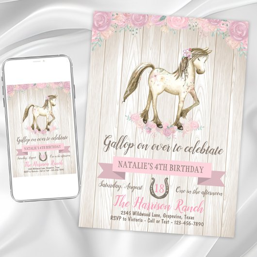 Watercolor Horse Geburtstagsparty Einladung