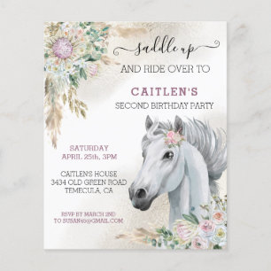 Watercolor Horse Head Boho Floral Geburtstag