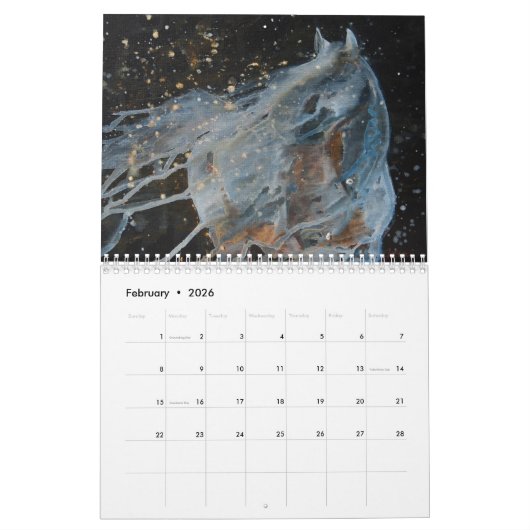 Watercolor Horses Wall Calendar 2025 Kalender (Feb 2026)
