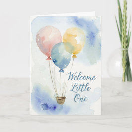 Watercolor Hot Air Balloon Baby Shower Card Karte