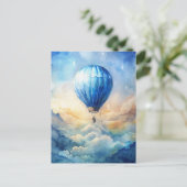 Watercolor Hot Air Balloon Peaceful Sky Postkarte (Stehend Vorderseite)