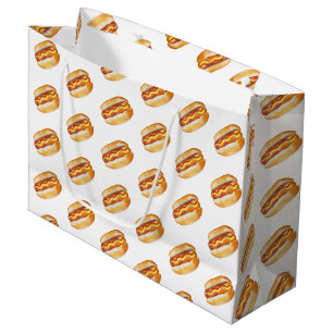 Watercolor Hot Dog Geburtstagsgeschenktasche - Gro Große Geschenktüte