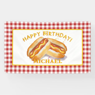 Watercolor Hot Dog Geburtstagsparty Banner - Kinde