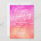 Watercolor Hot Pink and Orange Wedding Einladung (Vorderseite)