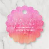 Watercolor Hot Pink and Orange Wedding  Geschenkanhänger (Vorderseite)