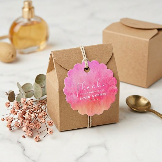 Watercolor Hot Pink and Orange Wedding  Geschenkanhänger