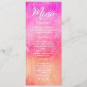 Watercolor Hot Pink and Orange Wedding  Menu Menükarte (Vorderseite)