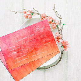 Watercolor Hot Pink and Orange Wedding Rsvp  Karte