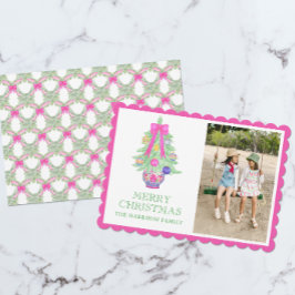 Watercolor Hot Pink Bow Ginger Jar Weihnachtsgebäc Feiertagskarte