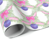 Watercolor Hot Pink Bow Ornament Weihnachten Geschenkpapier (Rolleneckpunkt)