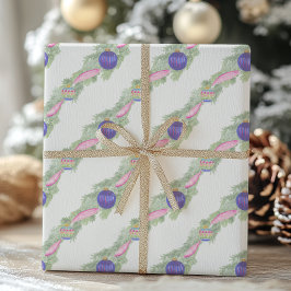 Watercolor Hot Pink Bow Ornament Weihnachten Geschenkpapier