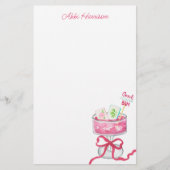 Watercolor Hot Pink Mahjong Cocktails Briefpapier (Vorderseite)