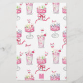 Watercolor Hot Pink Mahjong Cocktails Briefpapier (Rückseite)
