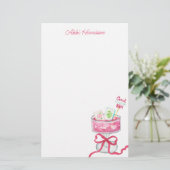 Watercolor Hot Pink Mahjong Cocktails Briefpapier (Stehend Vorderseite)