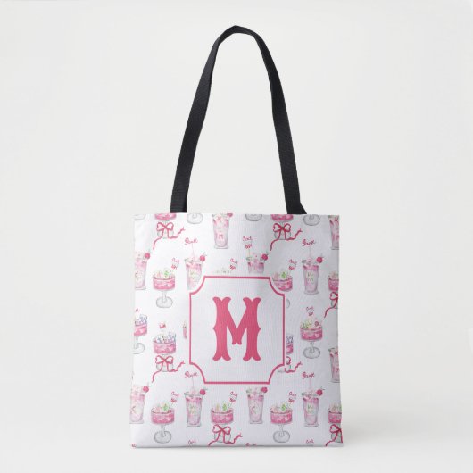 Watercolor Hot Pink Mahjong Cocktails Tasche (Vorderseite)