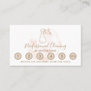 Watercolor House Cleaning Loyalty & Reward Punch Visitenkarte