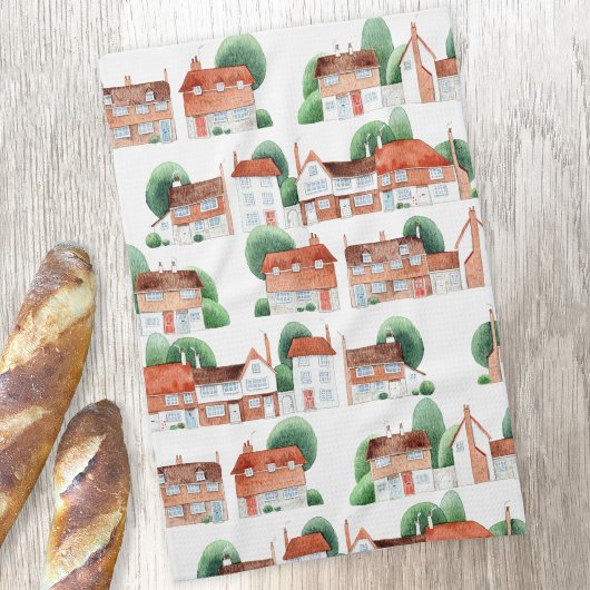 Watercolor House Home Art Geschirrtuch