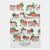 Watercolor House Home Art Personalized New Home Geschirrtuch (Vertikal)