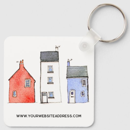 Watercolor House Real Anwesen Agent Promotionen Schlüsselanhänger (Rückseite)