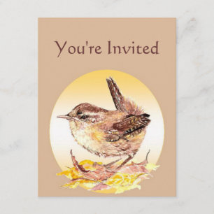Watercolor House Wren Bird Birthday Party einladen Einladung