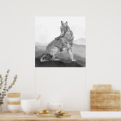 Watercolor Howling Coyote Animal Art Poster (Küche)