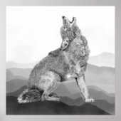 Watercolor Howling Coyote Animal Art Poster (Vorne)