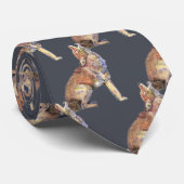Watercolor Howling Coyote Brown Steel Blue Grau Krawatte (Gerollt)