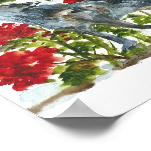 Watercolor howling wolf poster (Ecke)